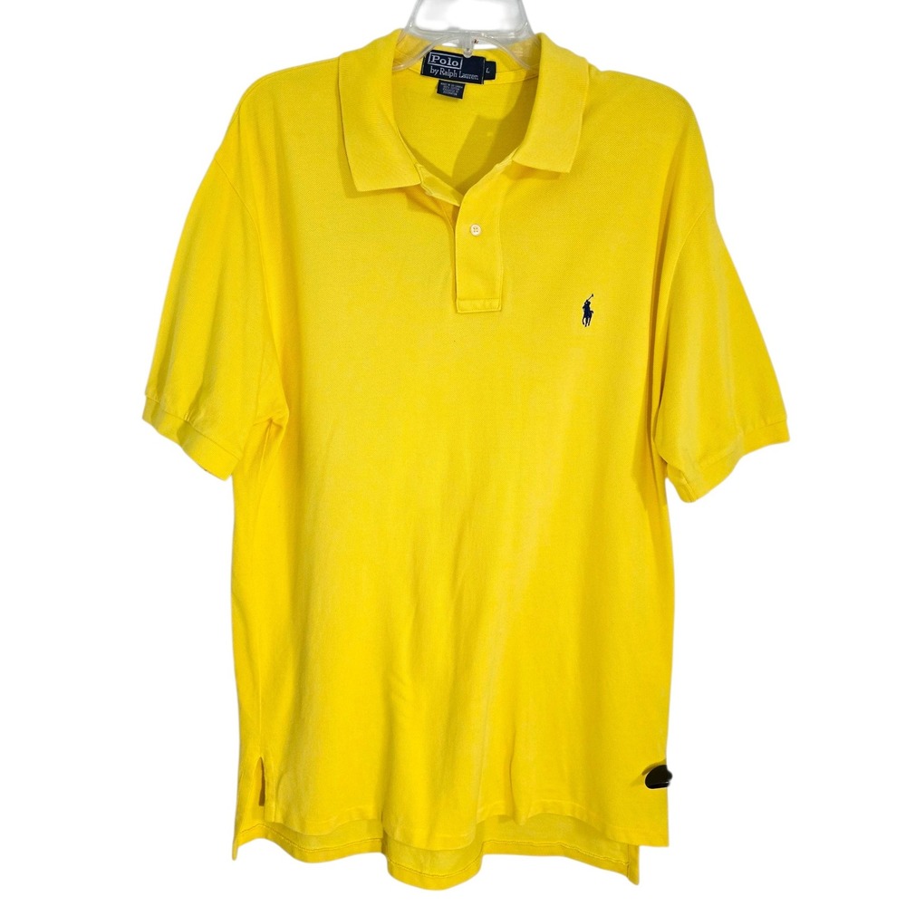 Polo Ralph Lauren Men's Yellow‎ Polo Shirt Classic Fit Pony Logo Cotton Casual